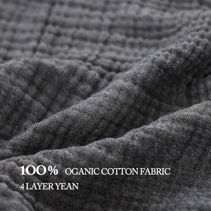 Boho Throw Blanket, 100% Cotton Ultra Soft Luxury Throw Rustic Quilt, Muslin Breathable Soft Bed Throw ，All Throw for Sofa Couch Chair 60×80 Inch (Grey Blanket, 60x80 Inch)