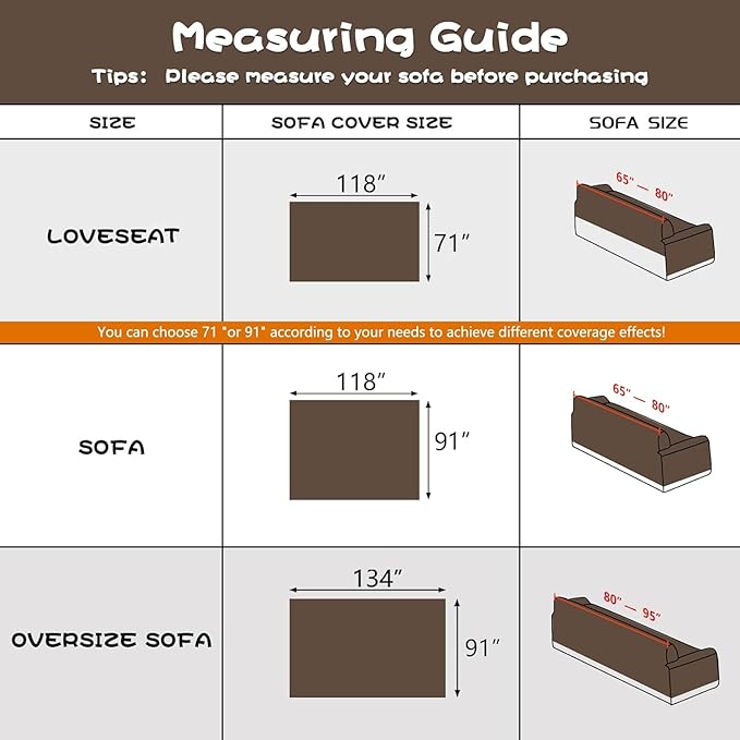 MEETSKY Couch Cover for 3 Cushion Cat Scratch Proof Couch Protector Washable Sofa Covers Sectional Couch Covers for Dogs Soft L Shape Sofa Slipcover for Pets Kids, 91" x 134", Brown