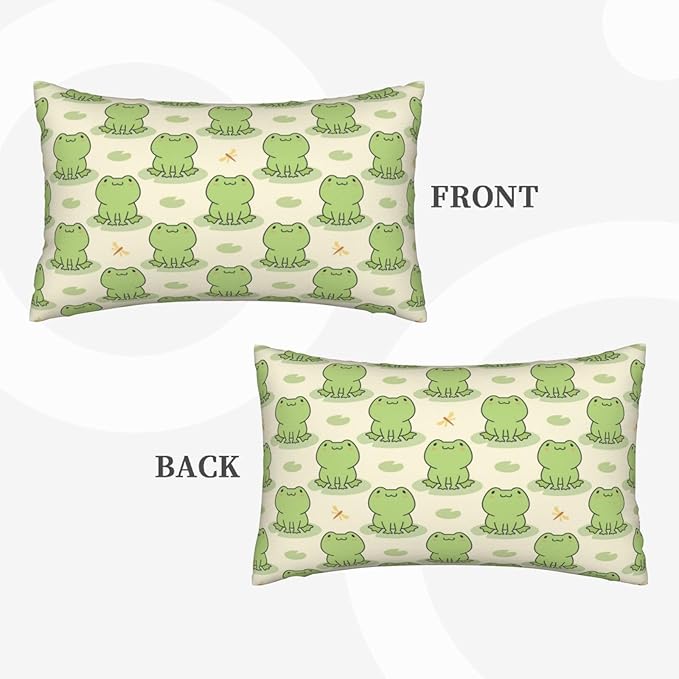 Frog Pattern Lumbar Pillow Covers 12x20 Inch Set of 2 Cute Frogs Throw Pillow Cover Funny Cartoon Animal Pillowcase Cushion Cases for Home Couch Bed Sofa