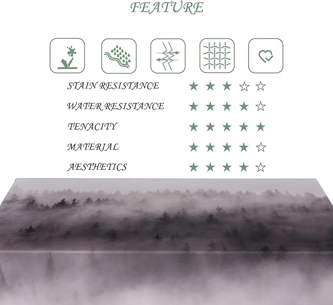 54x70 Inch Nature Rectangular Tablecloth Foggy Wild Woodland Table Cloth Waterproof Durable Table Cover for Holiday Picnic Outdoor BBQ Decor