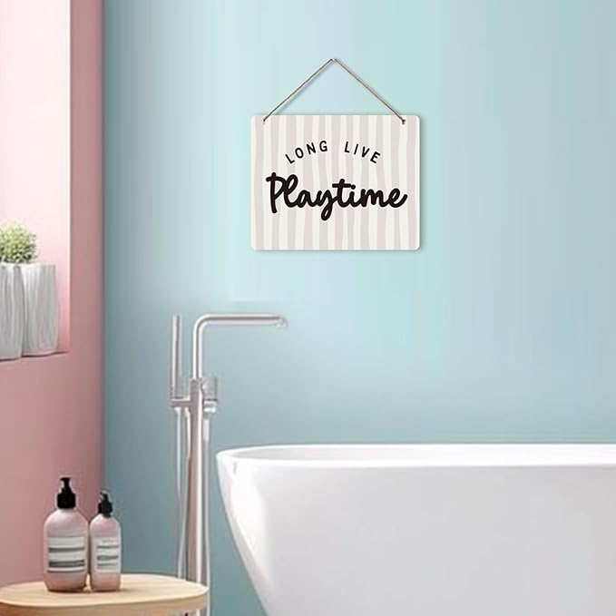 Udinaz Boho Kids Playroom Hanging Sign, Playroom Wall Decor, Long Live Playtime Hanging Wood Plaque Decor for Boys Kids Nursery Bedroom Play Room Wall Door Decorations