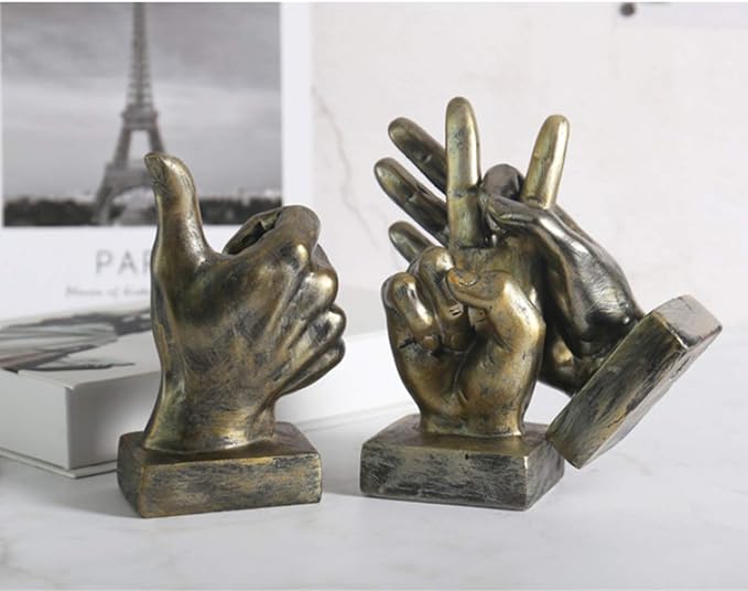 Nice purchase Hand Finger Gesture Desk Statues Fingers Sculpture Creative Home Living Room Cabinet Shelf Decoration (OK Gesture in Silver)