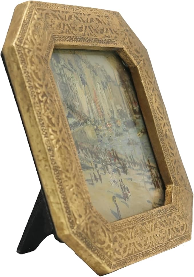 4x4 Vintage Picture Frame - Small Gold Antique Frame 4x4, Mini Square Ornate Frames 4 X 4 With Glass Front For Tabletop Photo Display And Wall Hanging, Vintage Wall Decor