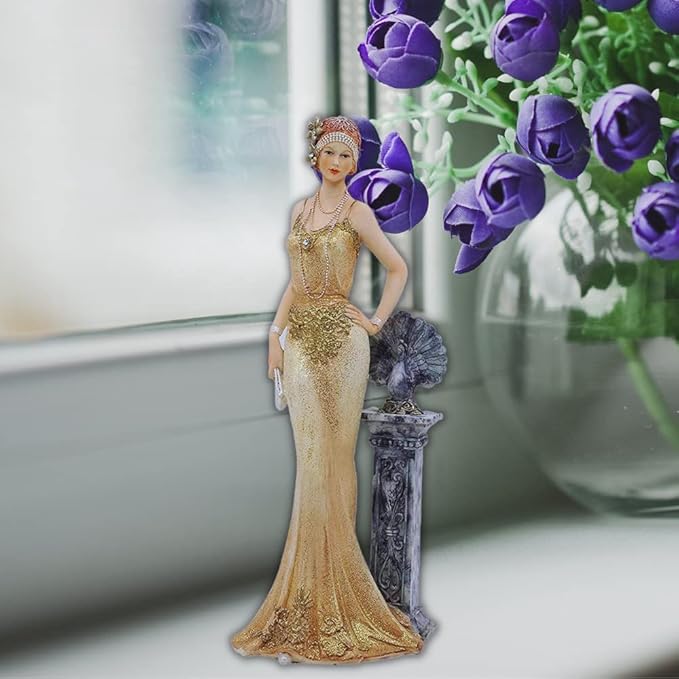 Comfy Hour Glamour Elegance Victorian Style Lady Collection Luxury Standing Lady Resin Art Figurine,13-inch Height
