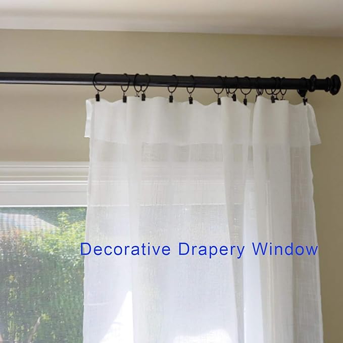 100 Pack Curtain Rings with Clips, Curtain Clip Rings Hooks, Bow Hanger Clips for Hanging Drapery Drapes Bows, Ring 1.26 inch Interior Diameter, Fits up to 1" Rod, Black