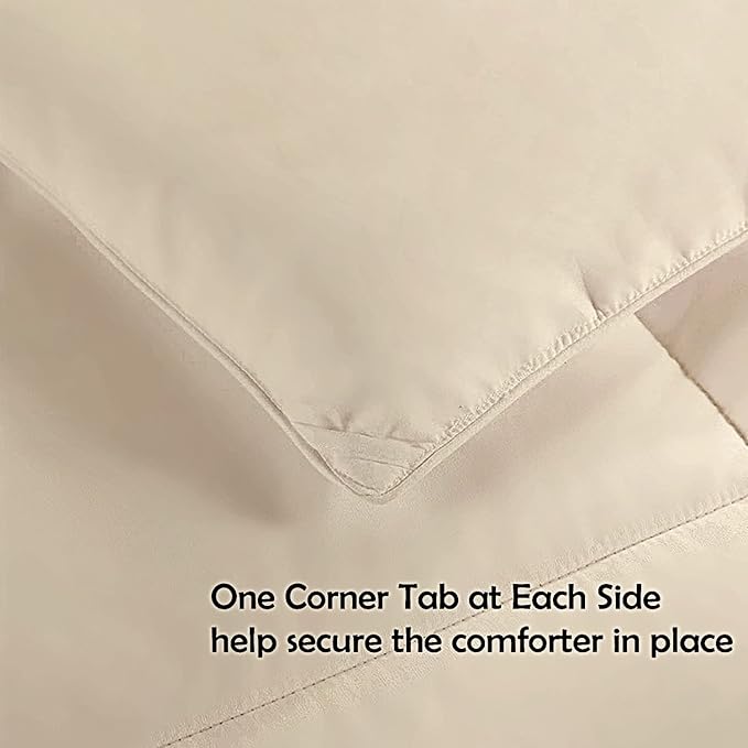 COHOME Quilted Full Size Comforter - All-Season Down Alternative Duvet Insert - Luxury Hotel Soft Breathable Beige Comforter with Anti-Clump Tech & 8 Tabs- Reversible - Gift for Women & Men （82"x86"）