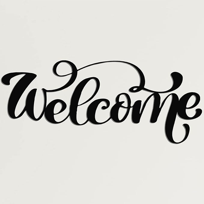 DEKADRON Metal Wall Art, Metal Welcome Sign, Metal Wall Decor Home Decoration Living Room Entryway Décor, Indoor and Outdoor (39" W x 16" H / 100x42cm)