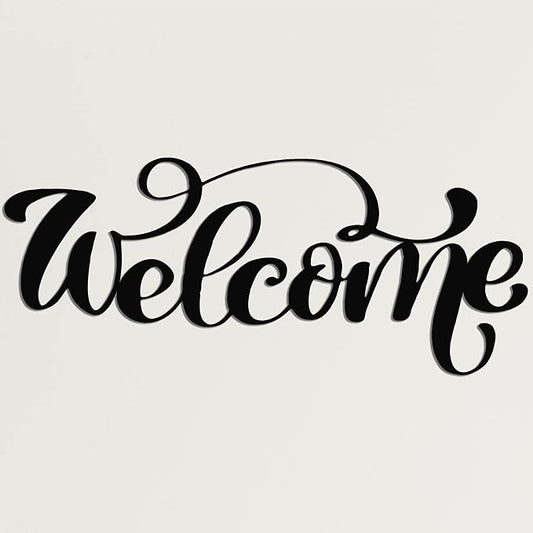 DEKADRON Metal Wall Art, Metal Welcome Sign, Metal Wall Decor Home Decoration Living Room Entryway Décor, Indoor and Outdoor (18" W x 7" H / 45x19cm)