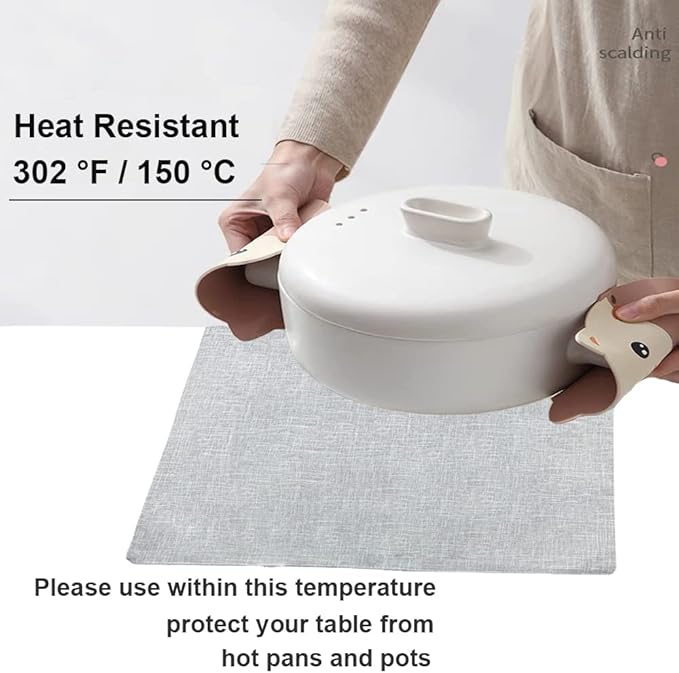 Weabetfu Cloth Placemats Set of 6 Heat Resistant Dining Table Placemmats Cotton Linen Machine Washable Kitchen Table Mats Wrinkle Free Thick Fabric Place Mats,Easy to Clean,13" x 19" Beige