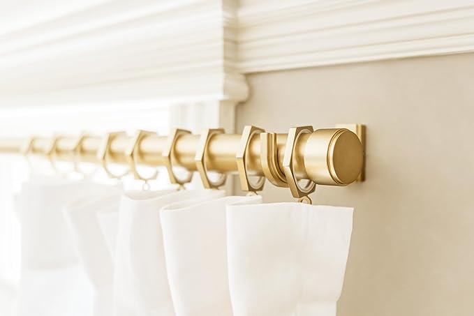 BlastHome® Luxury Curtain Rings - Premium Metal with Quiet, Smooth Nylon Inserts - Pinhooks and Clips Included - 1 1/2" Inside Diameter - 9 Rings for One Standard Curtain - Brushed Gold