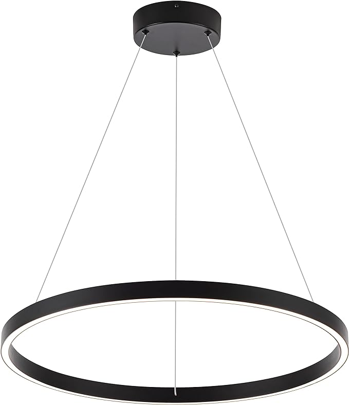 Modern Led Chandelier, 1 Ring Contemporary Led Chandelier Circular Pendant Light, Black Dimmable Hanging Ceiling Light Fixture for Living Room Dining Room Bedroom Kitchen