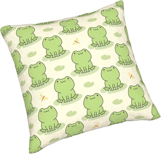 Frog Pattern Pillow Covers 18x18 Inch Set of 2 Cute Frogs Throw Pillow Cover Funny Cartoon Animal Square Pillowcase Cushion Cases for Home Couch Bed Sofa