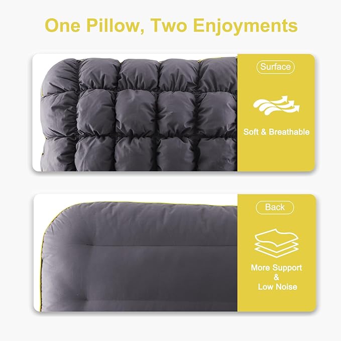 YOUR MOON Fluffy Support Bed Pillow Standard Size, Super Soft Premium Down-Alternative Filling for Sleeping, Luxury Hotel Quality Bed Pillows for Side Sleeper (Gray)