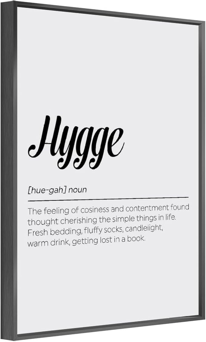 Hygge Definition Print, Family Poster, Bedroom Printable Wall Art, Living Room Typography Quote, Home Decor Poster Wall Art Bedroom Decor Office Room Kitchen Decor Aluminum Black-style 16x24inch(40x6