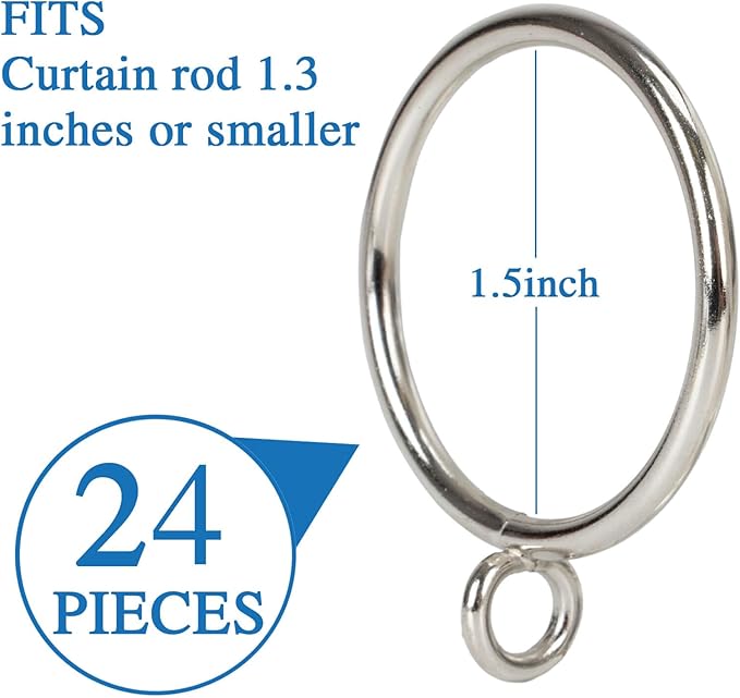 Curtain Rings with Eyelets Metal Eyelet Drapery Rings Inner Diameter 1.5Inch Curtain Rings for Hanging Pinch Pleat Curtain Pin Drape Hooks Silver Zocang