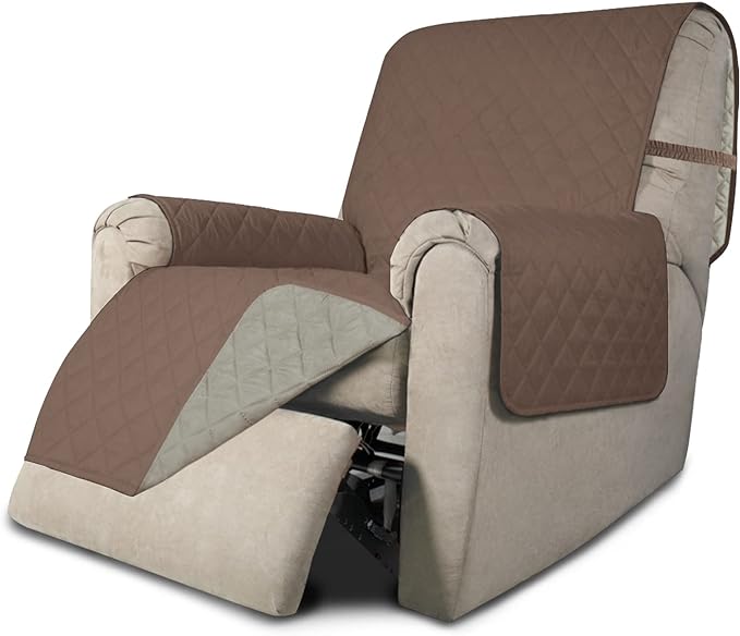 Easy-Going Recliner Chair Slipcover Reversible Sofa Cover Water Resistant Couch Cover Furniture Protector with Elastic Straps for Pets Dog (Recliner 22 inch, Brown/Beige)