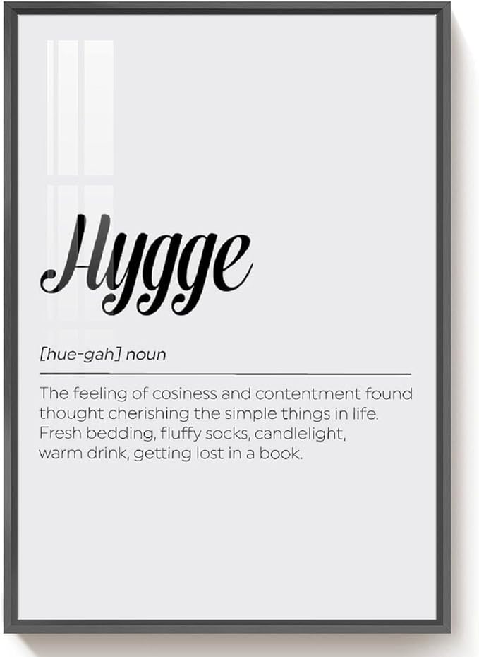 Hygge Definition Print, Family Poster, Bedroom Printable Wall Art, Living Room Typography Quote, Home Decor Poster Wall Art Bedroom Decor Office Room Kitchen Decor Aluminum Black-style 16x24inch(40x6