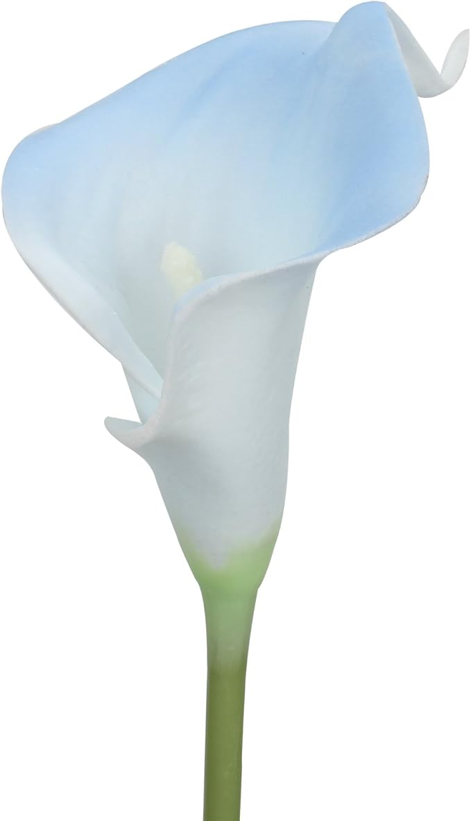 Duovlo 20pcs Calla Lily Bridal Wedding Bouquet Lataex Real Touch Artificial Flower Home Party Decor (Light Blue)