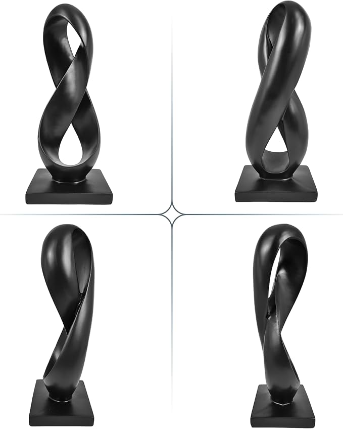 SIMON'S SHOP Black Abstract Sculpture Modern Statue for Shelf Desktop Mantel Number Eight Knot Minimalist Decoration