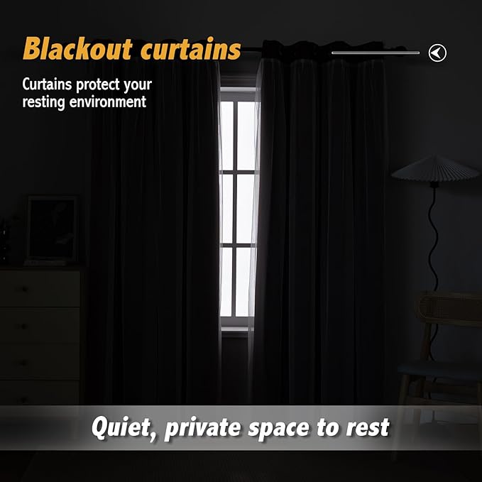Anytime Home Curtains Blackout and Sheer Layered Solid Window Curtain Panel Pair with Grommet Top, 52Wx84L,Wine Red