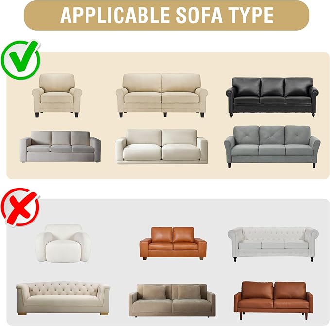 H.VERSAILTEX Jacquard Sofa Slipcover with Waterproof Seat Furniture Protector 1 Piece Stretch Sofa Covers with Elastic Bottom for Kids, Pets, Dog(Loveseat, Ivory)