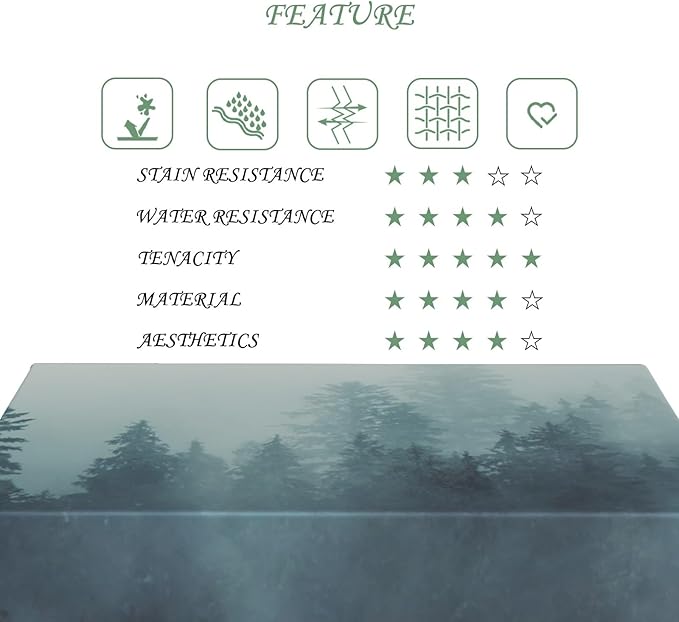 70x120 Inch Nature Rectangular Tablecloth Wild Foggy Forest Table Cloth Waterproof Durable Table Cover for Holiday Picnic Dinner BBQ Decor
