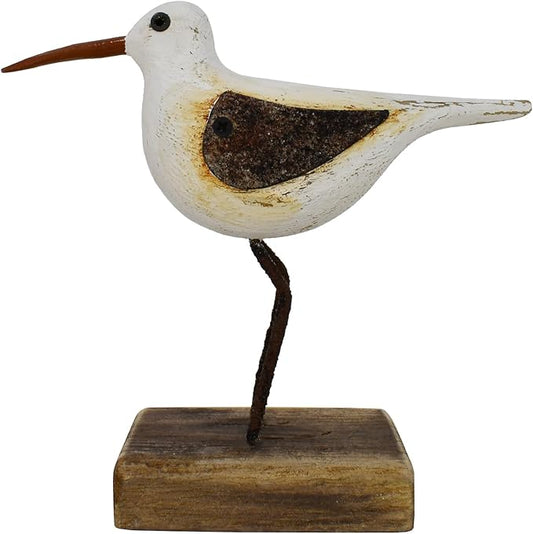 Aecipl Wood Bird Statue Standing Seagull Nautical Decor Coastal Birds Sculpture Indoor Outdoor Animal Figurine Beach Themed Decoration Rustic Home Art for Bedroom Garden (A, S)