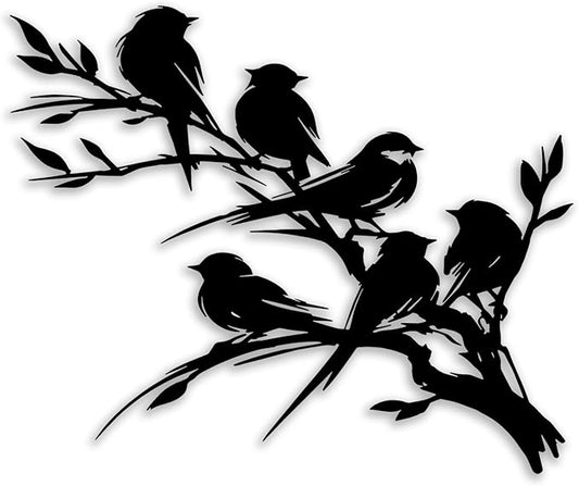 Birds on Branch Tree Metal Wall Decor - Nature Farmhouse Room Decor Wall Art Home Decor for Living Room, Bedroom, Dining Room, Bathroom, Office, Courtyard, Outdoor (Black)