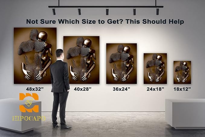 HIPOCAPO 3D Metal Effect Wall Art, 3D Metal Art Wall, Modern Abstract Hug Lovers Painting Picture Poster Prints for Bathroom, Romantic Couple Living Room Canvas Wall Art Framed, 1Panel-XL-(28x40 in)
