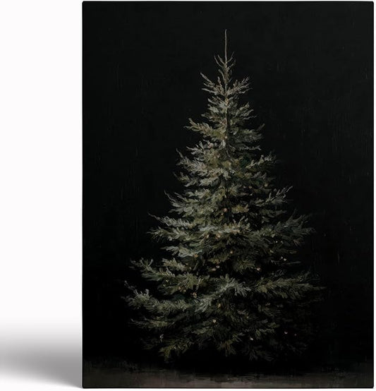 Moody Christmas Wall Art Prints,Dark Christmas Tree Poster,Rustic Winter Decor,Holiday Cottagecore Artwork,Dark Academia Winter Prints