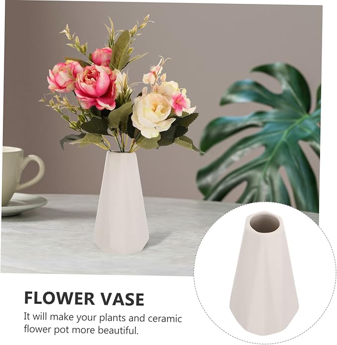 Cabilock White Ceramic Vase Modern Chic Porcelain Flower Pot for Home Office Balcony Decor Simple Elegant Floral Planter