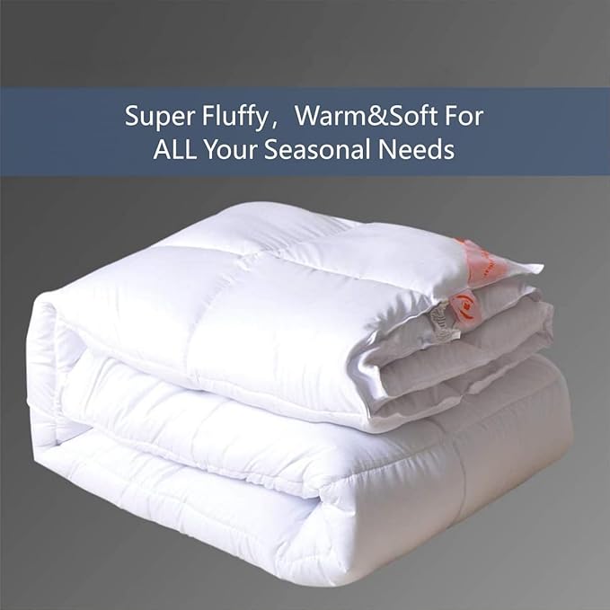 MAPLE DOWN Super King Plus Size Comforter Duvet Insert-Down Alternative Comforter Quilted with Corner Tabs-Lightweight Fluffy Breathable Machine Washable (White, 128“x120“)