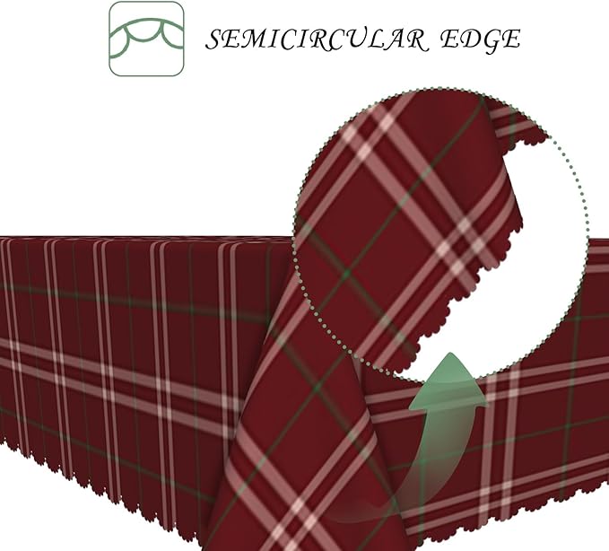 60x84 Inch Christmas Theme Rectangle Tablecloth Geometric Checkered Crimson Table Cloth Washable Durable Table Cover for Kitchen Dining Banquet Ugly Christmas Sweater Party Decor