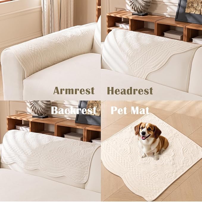 Couch Cover Sofa Covers Washable, Velvet Fleece Sofa Slipcovers for 3 Cushion Couch, Non-Slip Furniture Protector for Dog Pet, L Shaped Recliner Sectional Couch Cover White,36"X83"(Only 1 Pcs)