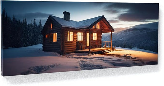 Sense Canvas Scandinavian Cabin Glow 72 Canvas Art - Home Decor Wall Art Print Poster Painting Small 20x8 / 0.75"