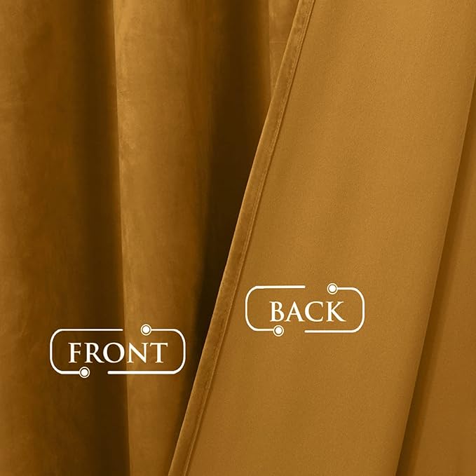 StangH 120 inches Long Velvet Curtains - Mustard Gold Blackout Drapes for Bedroom Luxury Home Decoration for Room Dividers Thermal Privacy Curtains for Dining/Drawing Room, W52 x L120, 2 Panels