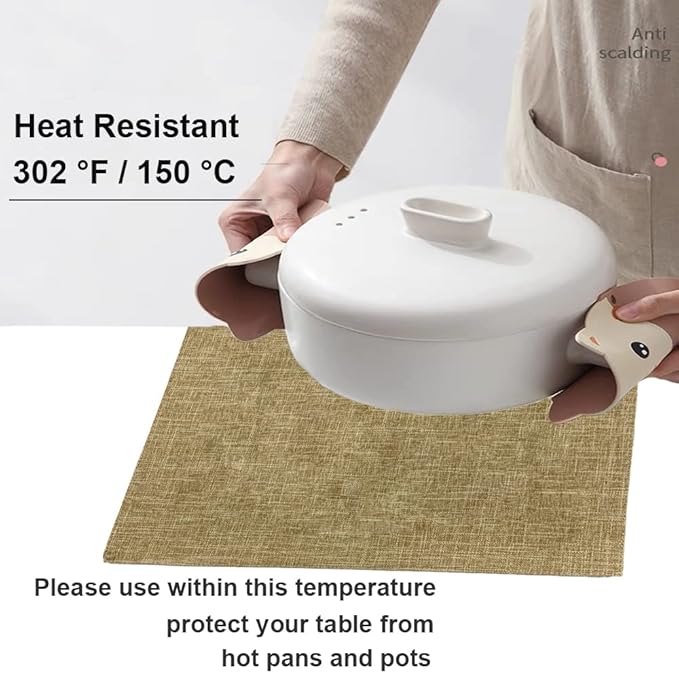 Weabetfu Cloth Placemats Set of 4 Heat Resistant Dining Table Placemmats Cotton Linen Machine Washable Kitchen Table Mats Wrinkle Free Thick Fabric Place Mats,Easy to Clean,13" x 19"