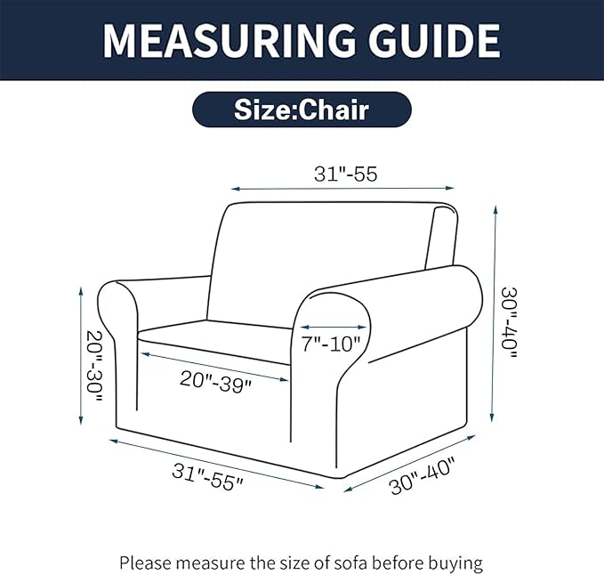 Cupuamon 2025 New Stretch Chair Sofa Slipcovers Couch Cover for 1 Seater Furniture Protector Sofa Covers with Elastic Bottom Jacquard Fabric Small Checks for Pets, Kids - Riverside