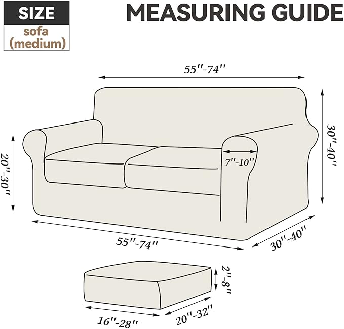 WEERRW Velvet Couch Covers for 2 Cushion Couch Sofa - High Stretch Luxury Velvet Plush 3 Pieces Sofa Slipcovers with Elastic Bottom, Furniture Protector for Pets, Machine Washable, Light Brown, Medium