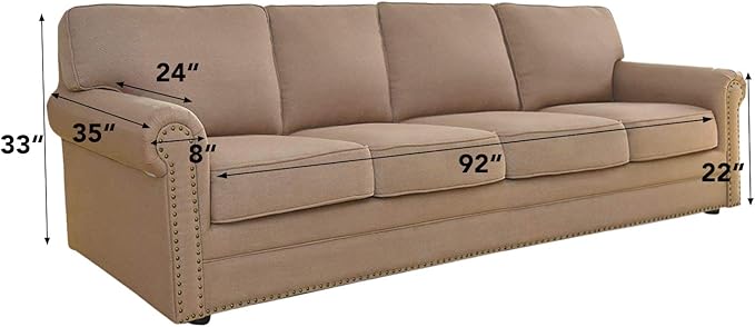 Easy-Going 4 Seater Sofa Slipcover Reversible Sofa Cover Water Resistant Couch Cover with Foam Sticks Elastic Straps Furniture Protector for Pets Children Dog Cat (XX-Large, Coffee/Ivory)