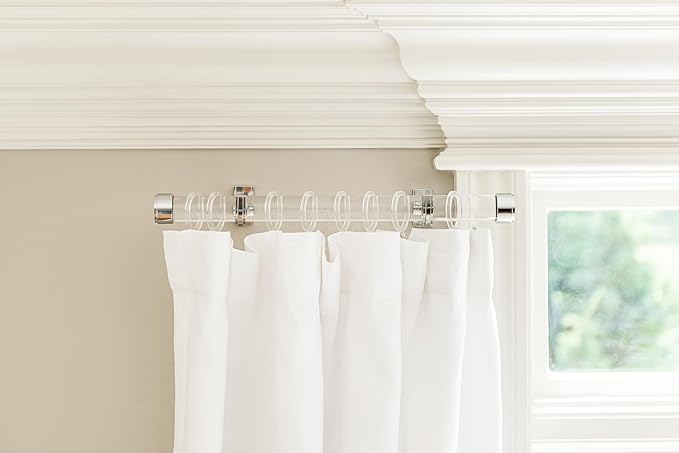 BlastHome® Luxury Curtain Rings – Premium Acrylic – Pinhooks and Clips Included – 1 1/2" Inside Diameter – Signature Collection, 18 Rings for Two Standard Curtains – Clear Acrylic
