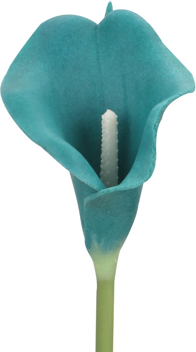Duovlo 20pcs Calla Lily Bridal Wedding Bouquet Lataex Real Touch Artificial Flower Home Party Decor (Peacock Blue)