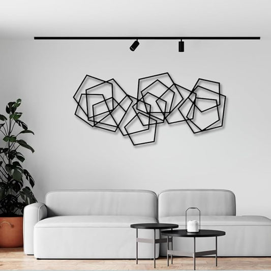 Metal Geometric Home Wall Decor ，Contemporary Minimalist Metal Wall Art, Abstract Decor for Home, Modern Sculpture for Living Room, Bedroom, Office Decoration (48"X23" / 121X59 CM)