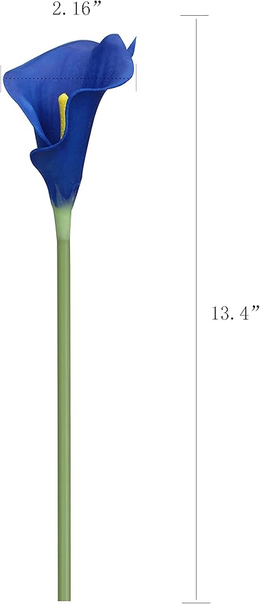 Duovlo 20pcs Calla Lily Bridal Wedding Bouquet Lataex Real Touch Artificial Flower Home Party Decor (Navy Blue)