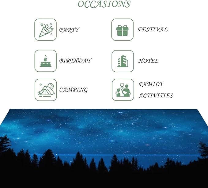 70x90 Inch Nature Rectangular Tablecloth Starry Sky Black Forest Table Cloth Waterproof Durable Table Cover for Picnic Indoor Home Gaming Room Decor
