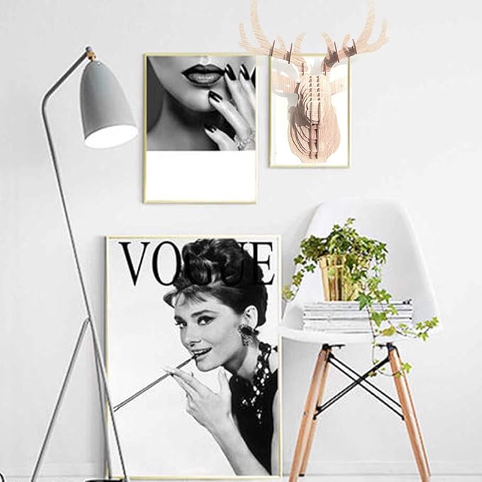 Hooshing Deer Head Wall Decor Trophy Sculpture DIY 3D Puzzle Beige, Wall Decoration for Living Room Office Home