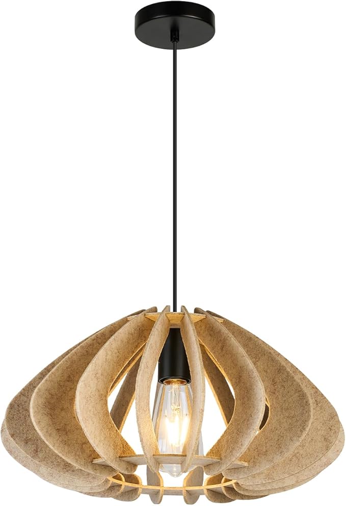 Pendant Light with Felt Lampshade, Modern Hanging Lamp Fixture, DIY Acoustic Pendant Light Chandeliers for Kitchen Island, Living Room, Dining Room, Bedroom, Office (D15.7"x8.3")