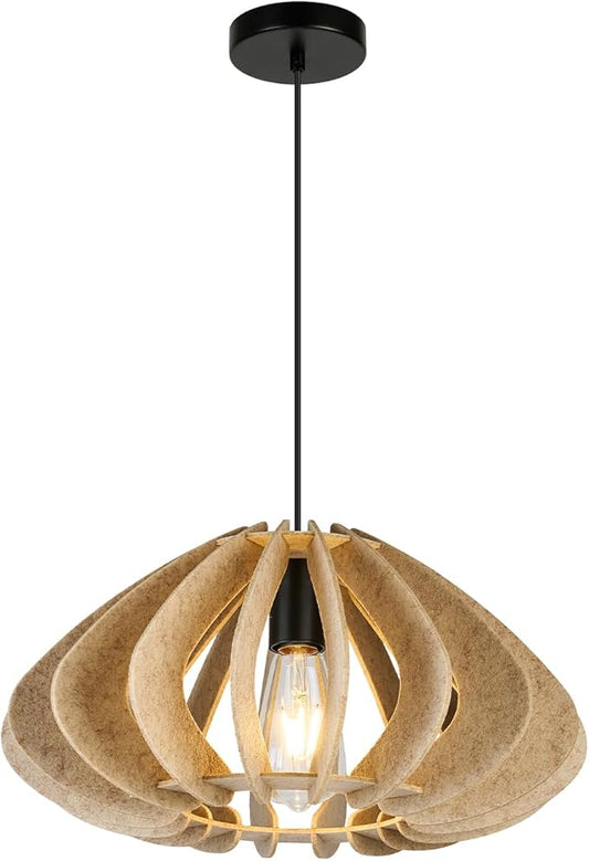Pendant Light with Felt Lampshade, Modern Hanging Lamp Fixture, DIY Acoustic Pendant Light Chandeliers for Kitchen Island, Living Room, Dining Room, Bedroom, Office (D15.7"x8.3")
