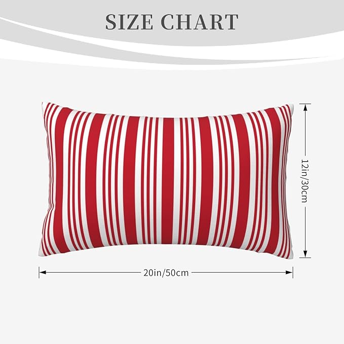 Red and White Striped Lumbar Pillow Covers 12x20 Inch Set of 2 Red Stripes Throw Pillow Cover Lines Texture Pillowcase Cushion Cases for Home Couch Bed Sofa