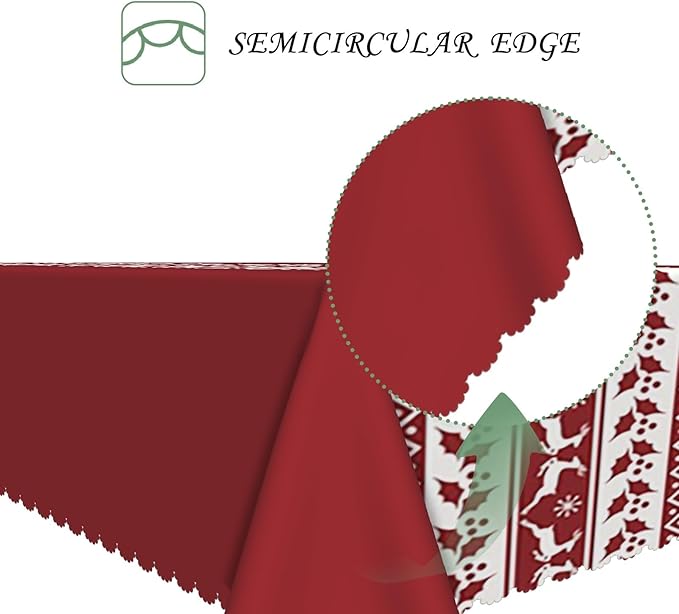 54x78 Inch Christmas Theme Rectangle Tablecloth Reindeer Berries Nordic Xmas Knitting Table Cloth Washable Durable Table Cover for Kitchen Dining Banquet Ugly Christmas Sweater Party Decor